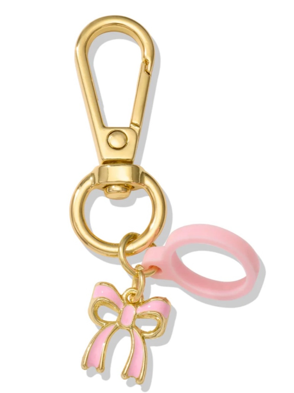 New Tarte Maracuja Juicy Loop Bow Charm Gold and Pink Lip Keychain Accessory